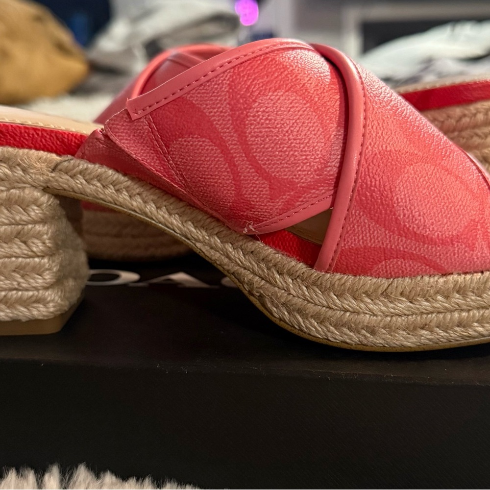 Coach Women's Pink Espadrille Wedge Sandals - Picture 8 of 9